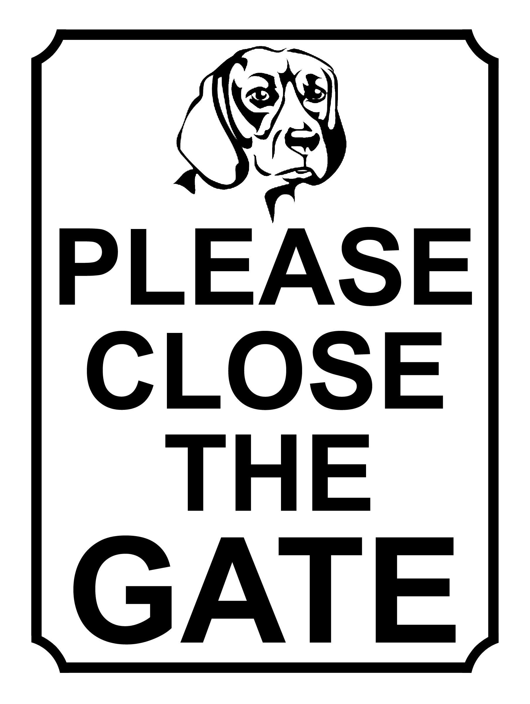 SHAWPRINT PLEASE CLOSE THE GATE DOG THEME METAL SIGN 267MM X 200MM (394H1L) LARGE 10" X 8"