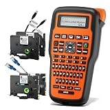 VolenGo E1000 Heat Shrink Label Maker, Wire Label Maker Waterproof-Labels, Labeler Machine with 2PK 12mm 0.47 Heat Shrink Tube Tapes & 2PK Flexible Cable Tapes for Industrial Electrical Use