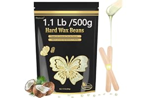 Auperwel Wax Beads for Hair Removal, 1.1LB Painless Salon Hard Wax Beans for Bikini, Eyebrow Facial, At Home Pearl Waxing Beads for Sensitive Skin with 20 Spatulas for Women Men(Coconut)