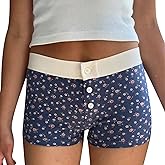 Women Y2K Mini Lounge Shorts Floral Low Waist Micro Shorts Graphic Fitted Boy Shorts Cute Pajama Bottoms