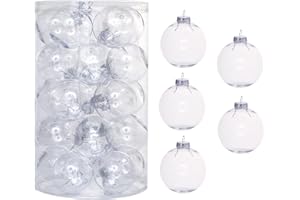 WYNESS 25PCS-2.63(67MM) Christmas PET Ball Ornaments Set,Clear Plastic Shatterproof Xmas Tree Ball,Hanging Christmas Home Decorations for Holiday Wedding Xmas Party Decoration (Transparent)