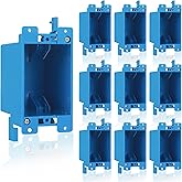 10 Pack Single Gang Electrical Outlet Box, Old Work Box, 14 Cubic Inch Switch Box Plastic Outlet Box 1-Gang Electrical Outlet Box Extenders for Residential Commercial Old Job Applications