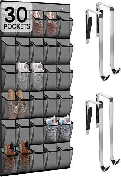 Kotkn Schuh-Organizer mit 30 Fächern, atmungsaktive Netztasche zum Aufhängen über der Tür, Schuh-Organizer, großer Schuh-Organizer für Herren und Damen, zum Aufhängen über der Tür, Schuh-Organizer