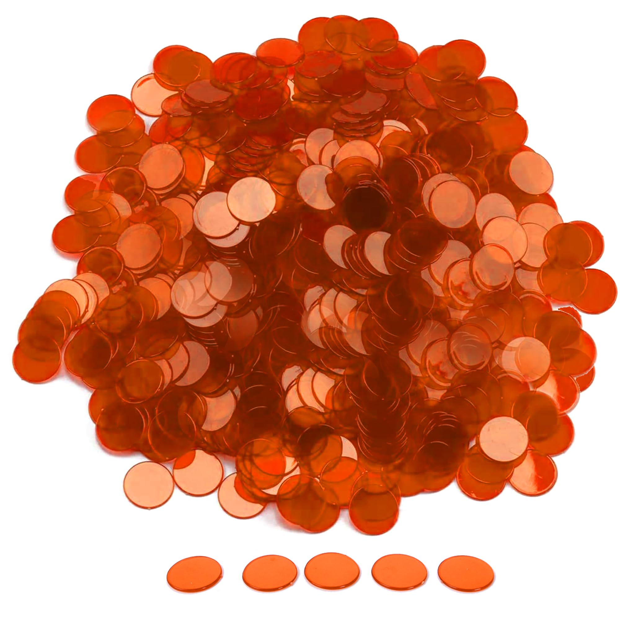 Photo 1 of GSE Games & Sports Expert Orange Bingo Chips, 1,000 Pieces 3/4-Inch High-Contrast Transparent Counting Chips for Bingo Games, Parties