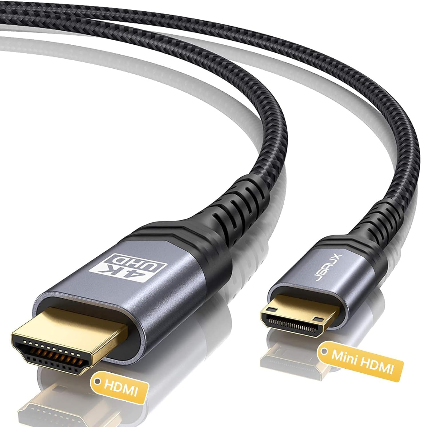 Photo 1 of JSAUX Mini HDMI to HDMI Cable 6FT, [Mini HDMI][Aluminum Shell, Braided] High Speed 4K 60Hz HDMI 2.0 Cord, Compatible with Camera, Camcorder, Tablet and Graphics/Video Card, Laptop, Raspberry Pi Zero W