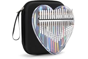 Beveetio Clear Kalimba Thumb Piano With Eva Protective Case, Transparent Crystal Kalimba 17 Key, Musical Instrument Gifts For Kids, Shape of love heart Finger Piano, Acrylic Mbira…