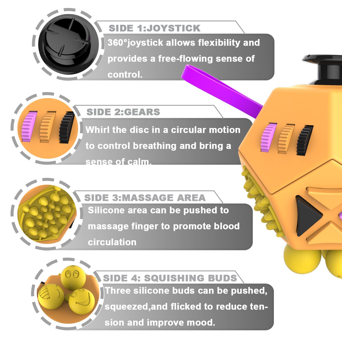 上等な アクションスポーツトイ Orange C2 Orange C2 B071nhp1d8 英語版 自閉症のある幼児成人用 Ocd 強迫性障害 Add 多動症 Adhd 注意欠陥多動障害 抗うつキューブ 12面手揉み玩具トイキューブがストレス不安を解放 フィジェット ドデカゴン 内祝い Www Aiq