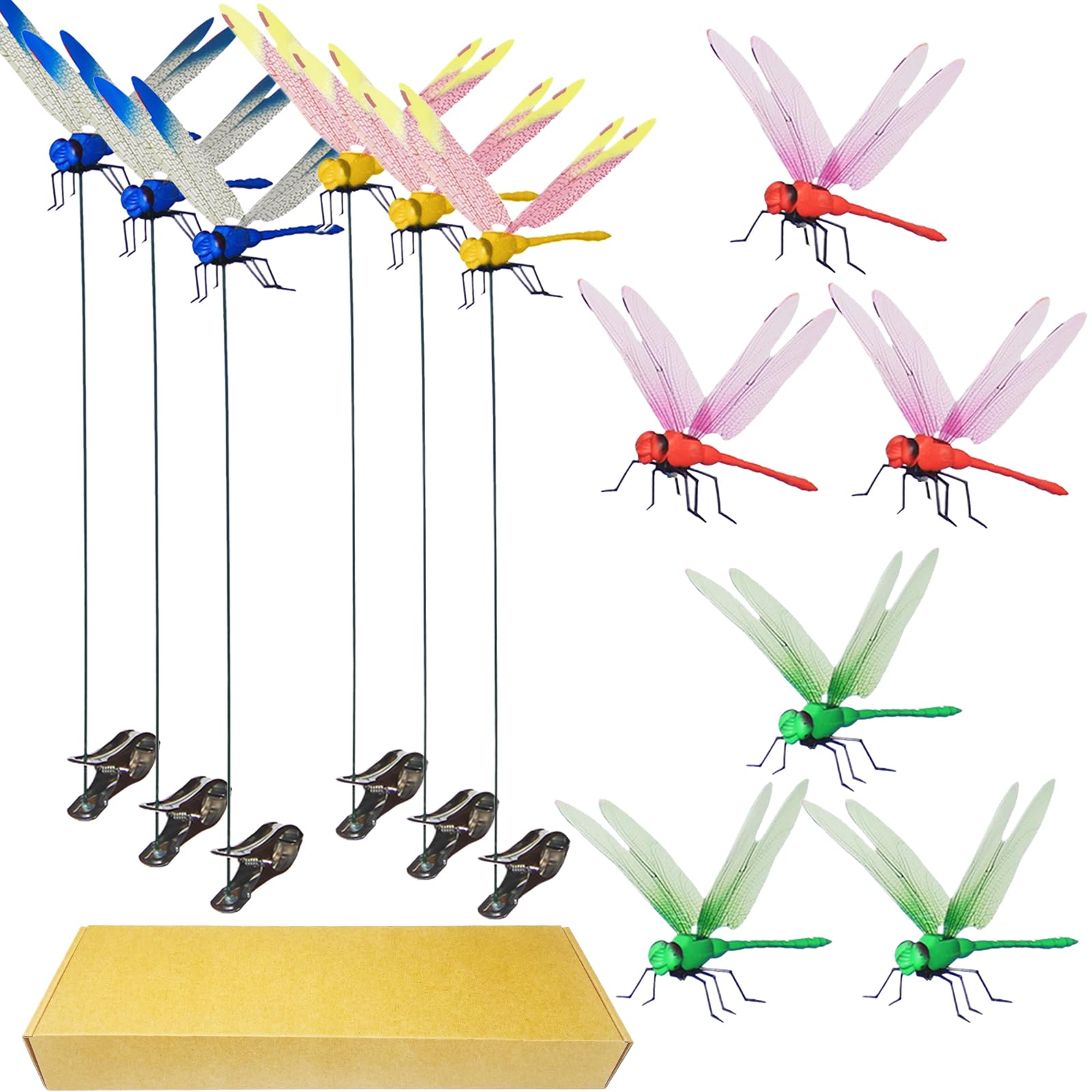Photo 1 of Kleeblatt Dragonfly Clip 12pcs - Dragon Fly Clips, Hair Accessories, Garden Decor, and Outdoor Decorative Stakes - Ideal for Garden & Patio Enhancement(in Boxs)