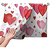 Kwlegh Love Hearts Hand Towels Red Heart Love Bath Towels Pink and White Romantic Bathroom Towels Soft Absorbent Guest Fingertip Dish Towels for Kitchen Hotel Set of 2