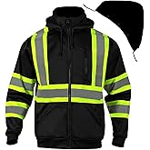 FONIRRA High Visibility Hoodie for Men Reflective ANSI Class 3 Safety Sweatshirts Hi Vis Construction Work Jackets