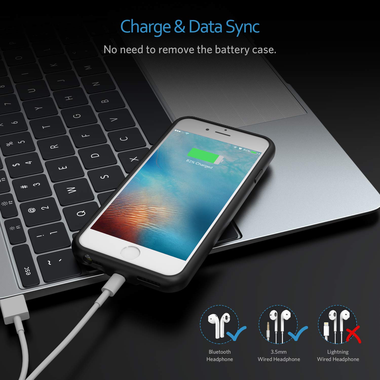 iPhone 8/7/6S/6 Battery Case, Vodool 3000mAh Rechargeable Protective Charging Pack Juice Bank for Apple iPhone 8 & 7, Extended Portable Charger Case Ultra Slim (4.7\