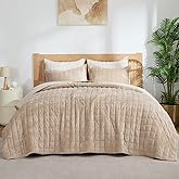 BEDELITE Velvet Quilt Set Queen Size - Luxury Velvet Comforter Bedding Set 3 Pieces, Soft Cozy Taupe Oversized Bedspread Coverlet for All Seasons with 2 Pillow Shams