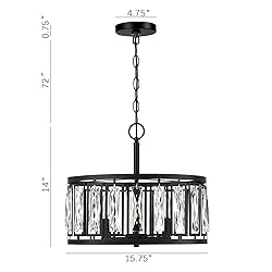 Giiland Modern Crystal Chandeliers, 4 Lights Black