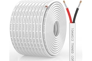 CONEPY 10 Gauge Marine Wire, 10/2 Wire Duplex Marine Grade Wire, IP68 Waterproof/Oxygen-Free Tinned Copper Stranded PVC Cord, 10 AWG Electrical Wire for Boat/Automotive/RV/Solar/LED Strips (100FT-30M)