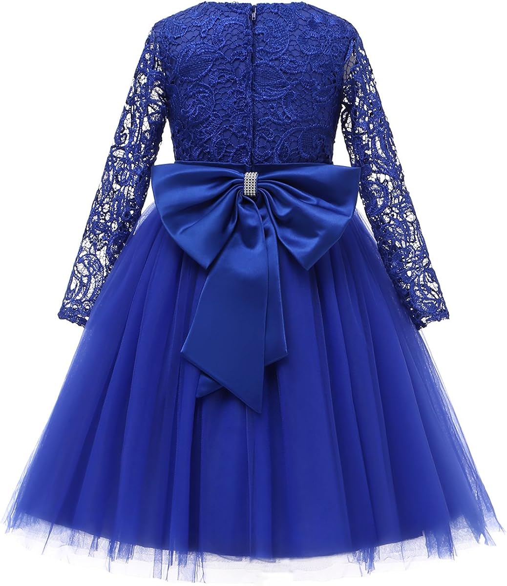 long sleeve lace and tulle flower girl dress