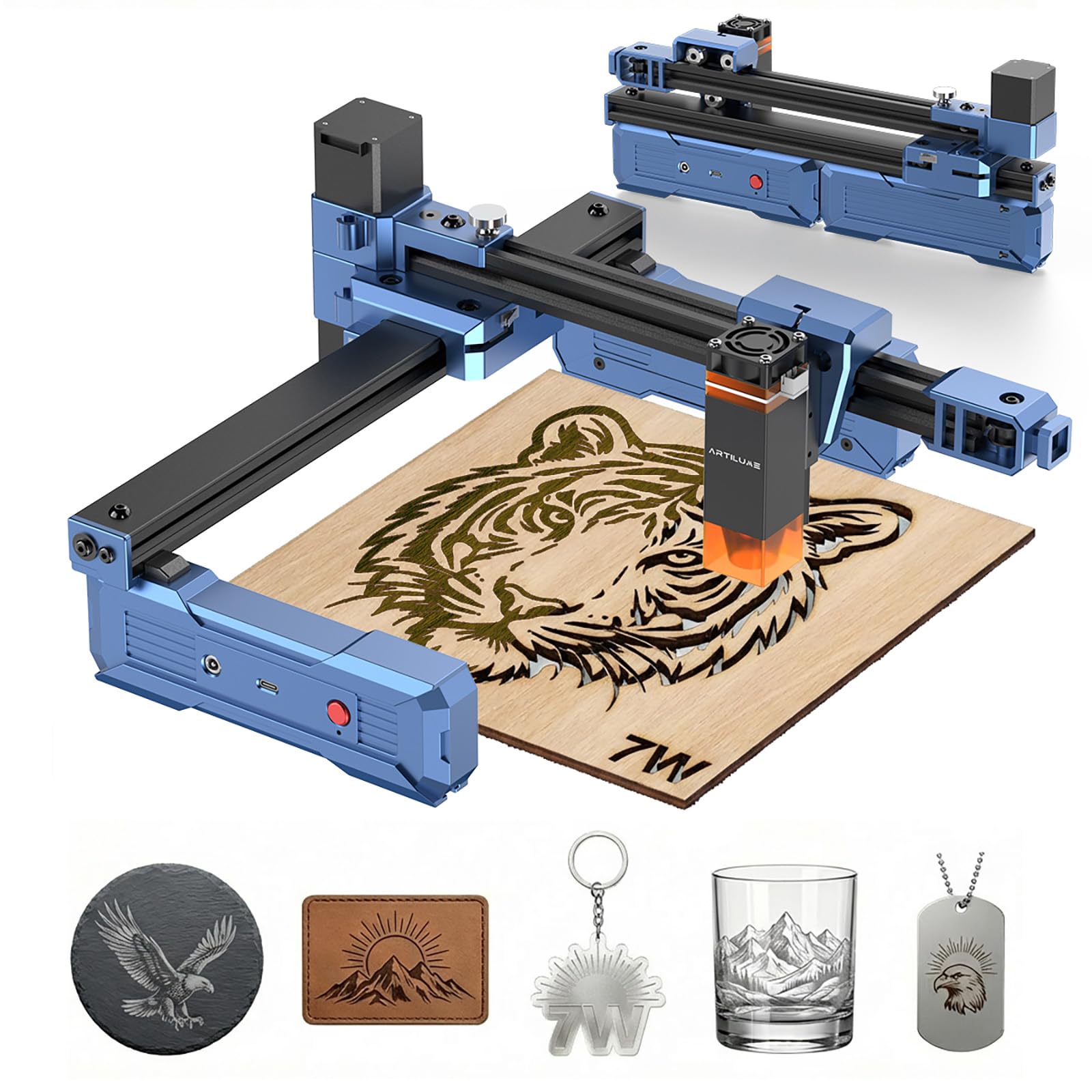 Photo 1 of **USED, UNTESTED** Artilume T1 Laser Engraver 7000mW, Foldable Design Laser Engraver and Cutter Machine, 0.01mm Precision, Large Working Area 200*150mm for Wood Leather Acrylic, Best for Beginners Small Business Class 1