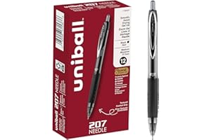 UNI-BALL Uniball Signo 207 Gel Pens, 12 Pack - Medium Point, Black Ink, Smooth Writing, Bulk Office Supplies