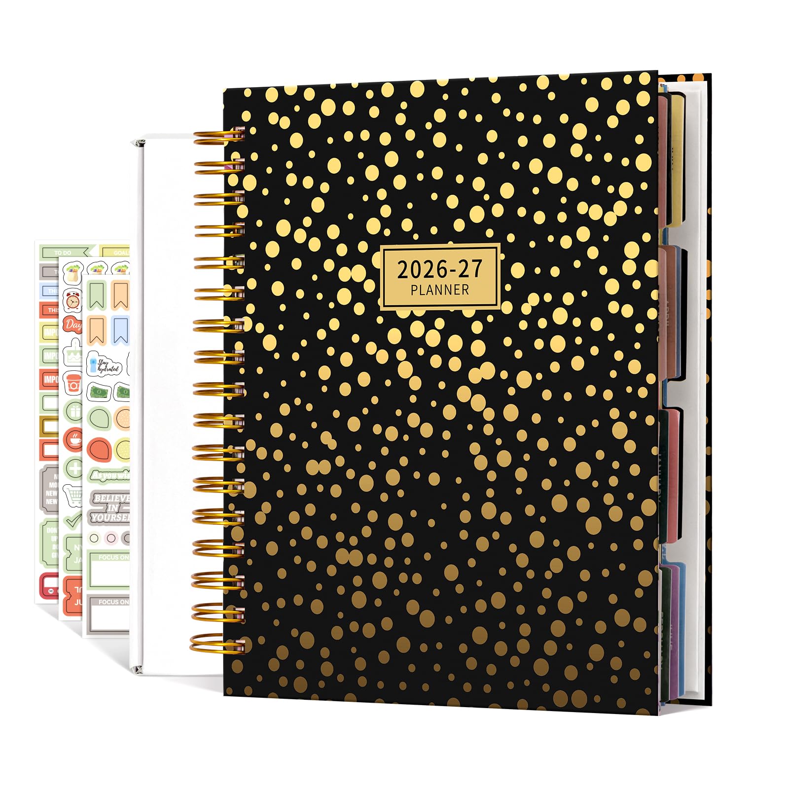 Photo 1 of AIMPEAK 2026-2027 Large Planner, 18-Month Calendar Planners 2026-2027, 8"×10", Jan. 2026 - Jun. 2027, Spiral Bound with Stickers, Gift Box & Dividers, Polka Dot Cover