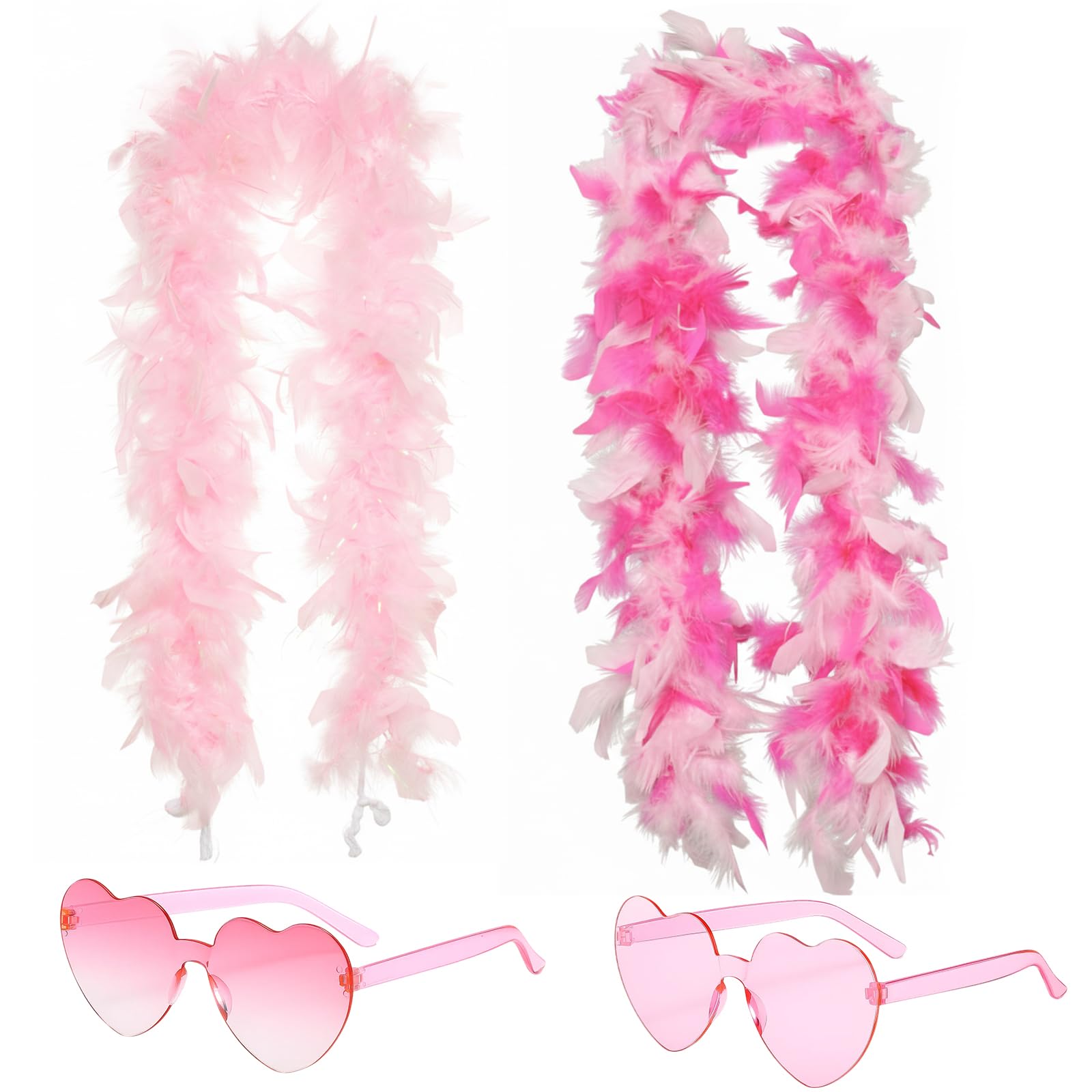 Feather Boas Multipack, 2 Pink Feather Boas with Soft Textures, Elegant Accessories for Parties, Costumes, and Performances, Lightweight and Fluffy Design