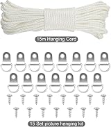 TUPARKA 15m Picture Wire Kit White Nylon Cord 3mm with 15 Hooks & Screws view 4