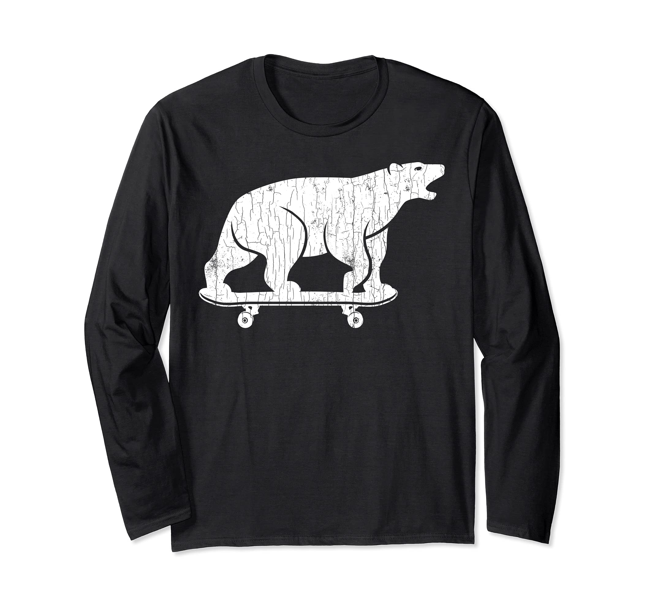 Polar Bear Funny Skateboard Graphic Long Sleeve T-Shirt