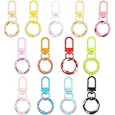 WJIAAA 13Pcs Multicolor Lobster Claw Clasps with Trigger Spring O Rings, Cute Metal Keychain Ring Round Carabiner Clips 360 Swivel Keychain Clips for Bag Keyrings DIY Crafts Jewelry Making