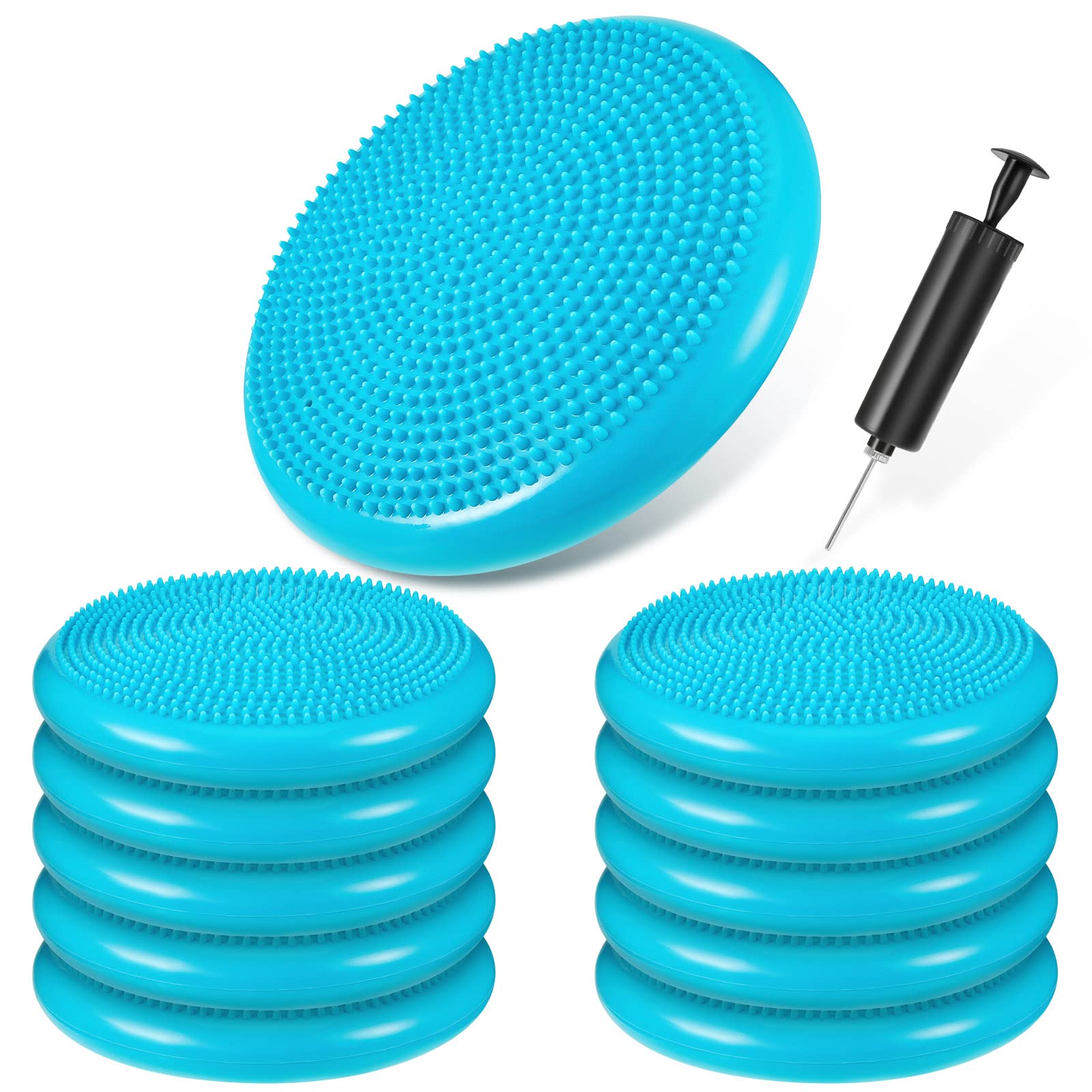Photo 1 of 10 Pcs Wobble Cushion Wiggle Seat for Sensory Kid Flexible Seating Promotes Active Learning Improves Student Productivity Stability Inflated Balance Disc Pad with Air Pump for Classroom(Mint Green)
