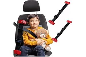 FAROCHY Car Seat Belt Adjuster - 2 Pack Seatbelt Adjuster with Clip, Car Shoulder Neck Strap Positioner Belt for Kids Short Adults (Red)