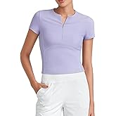 G4Free Short Sleeve Workout Tops for Women Lightweight Quarter Zip Ribbed Athletic Gym Soft Fast Dry Running Yoga Shirts (Lavender,L)