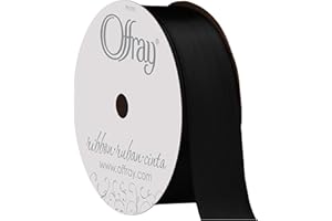 Berwick 072073 7/8" Wide Single Face Satin Ribbon, Black, 6 Yds