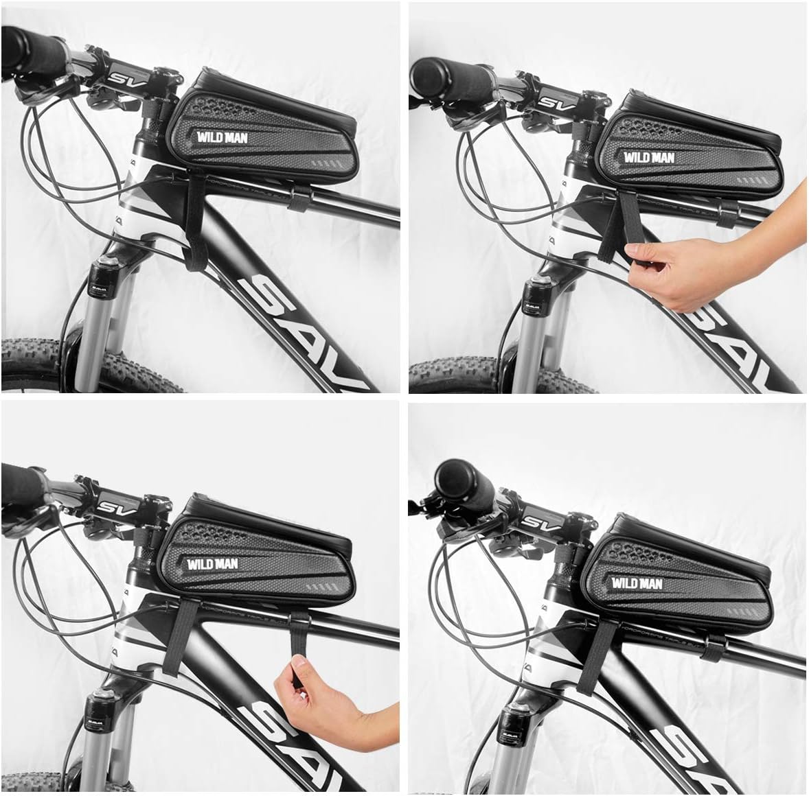 Bike Front Frame Bags Cycling Waterproof Front Frame Top Tube Phone Case with Sensitive Touch Screen (Black) : Sports & Outdoors