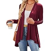 Bluetime Women's Open Front Cardigan Sweaters Lightweight Long Sleeve Drape Knit Cardigans with Pockets (S-3XL)