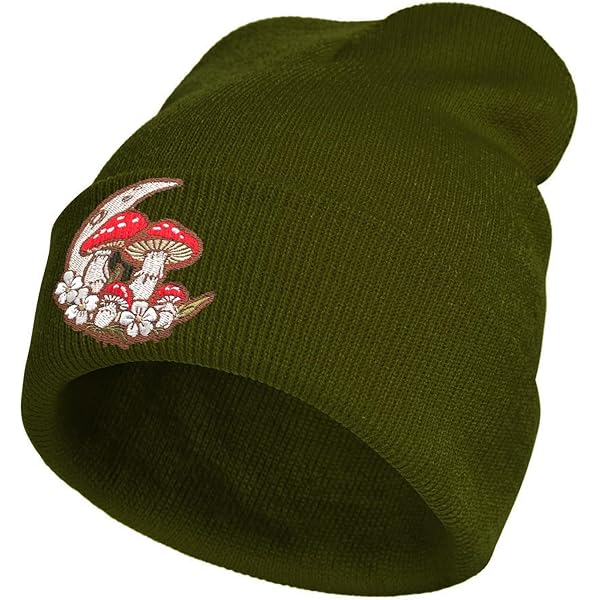 Goth Crescent Moon Embroidery Beanie Hat for Men Women Winter Warm