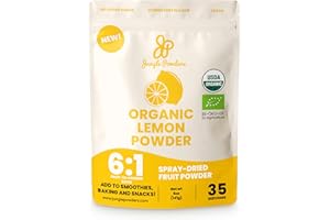 Jungle Powders Organic Lemon Juice Powder 5 Ounce Bag, Soluble Powdered Lemon Fruit Juice Powder, Crystallized Lemon Powder Extract For Baking, 35 Servings Dehydrated Dried Lemon Powder For Smoothies
