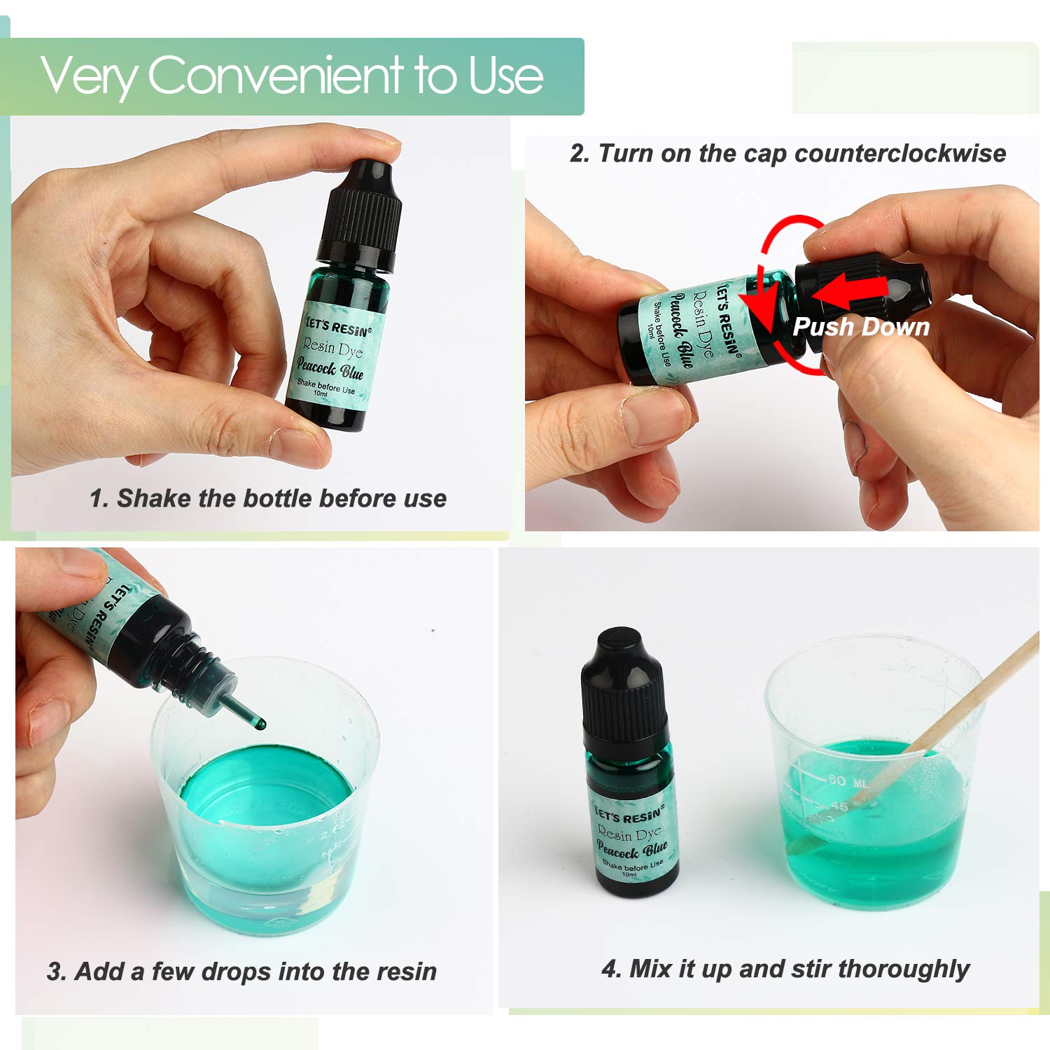 LET'S RESIN Epoxy Resin Paint Pigment 16 Color Concentrated Liquid Epoxy Resin Dye, Colorant for Resin Coloring, Resin Jewelry, Resin Art Crafts DIY Making (Each 0.35oz)