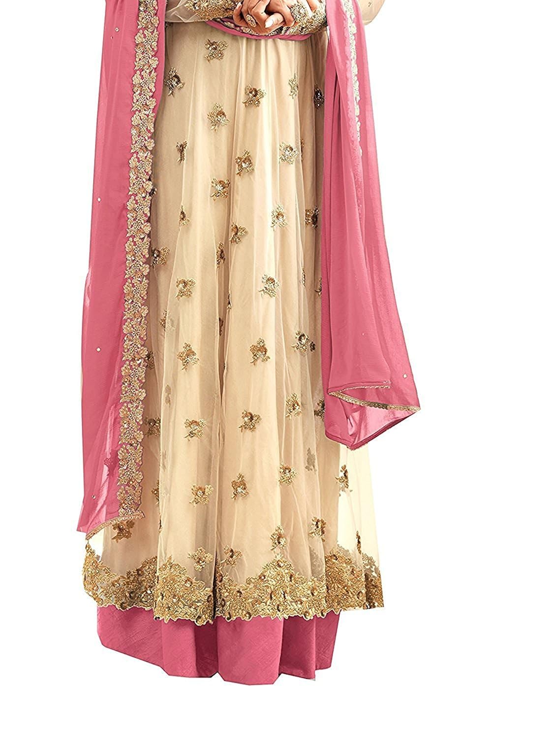 rthub women's embroidered and hand work semi stitched anarkali salwar suit maskeen