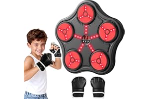 Scvcid Cool Boxing Machine Toys for Kids Aged 3-12, Wall-Mounted Smart Bluetooth Punching Bag, Boxing Training Equipment with Boxing Glove, Birthday Gifts for 3 4 5 6 7 8 9 10 11 12 Year Old Boys