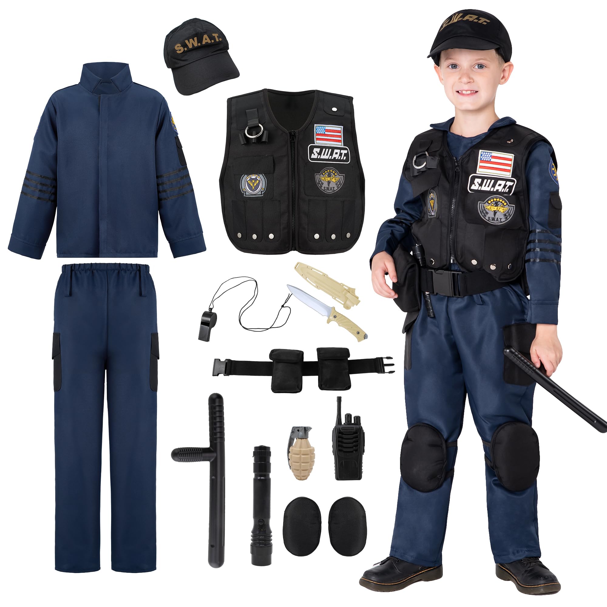 Photo 1 of ***(USED/ UNKNOWN IF MISSING PARTS)***Spooktacular Creations SWAT Police Costume boys Halloween pretend costume, Halloween Party (Small (5-7yr))