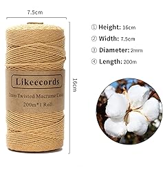 Macrame Cord,2mm x 219yard Cotton Twine String