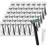 Disposable Razors In Bulk, Bulk Razors With Knife Cap, Gray, Individually Packaged Disposable Razors Bulk With Shaving Cream For Hotels, Homeless, Nursing Homes, Charities (Pack-60)
