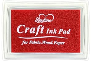 LSUSHINE Craft Ink Pad for Rubber Stamps, Paper, Wooden, Fabric, Scrapbooking, Non-Toxic Finger Ink Pads for Kids (Red)