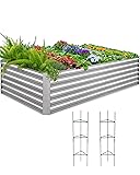 Quictent Galvanized Raised Garden Bed 8x4x2 Ft Tall