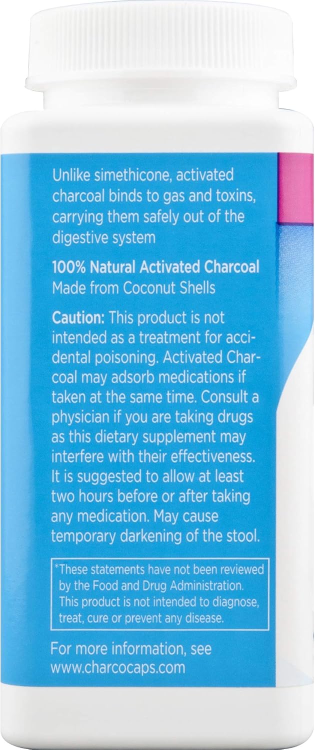 CharcoCaps Activated Charcoal Detox & Digestive Relief, 260mg, 100 Capsules: Health & Personal Care