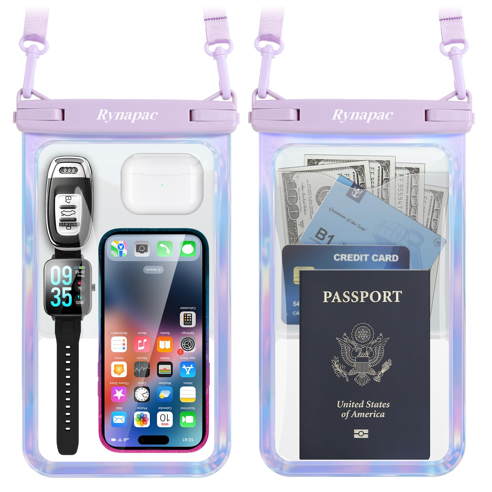 Photo 1 of [Up to 10"] Large Waterproof Phone Pouch Bag - 2 Pack IPX8 Waterproof Phone Case for iPhone 17 16 15 Pro Max Galaxy S26 S25 Ultra, Touchscreen & Underwater Photography, Beach Cruise Travel Essentials