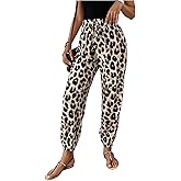 Floerns Women's Y2k Cheetah Pants Tie Front High Waist Leopard Going Out Jogger Trousers