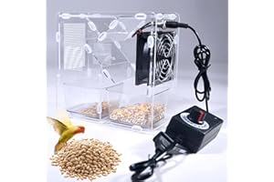 Grain Cleaning Winnower Machine, Bird Feed Blown Shell Splitter, with 2 Granary & Adjustable Speed Fan, for Millet, Miscellan