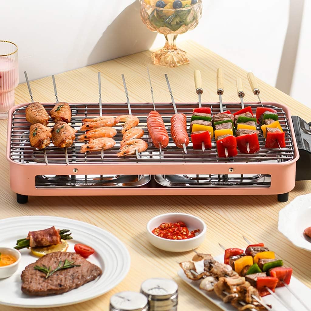 review Indoor Electric BBQ, Adjustable Temperature Knob, Removable Water Tray, Electric Smokeless Grill