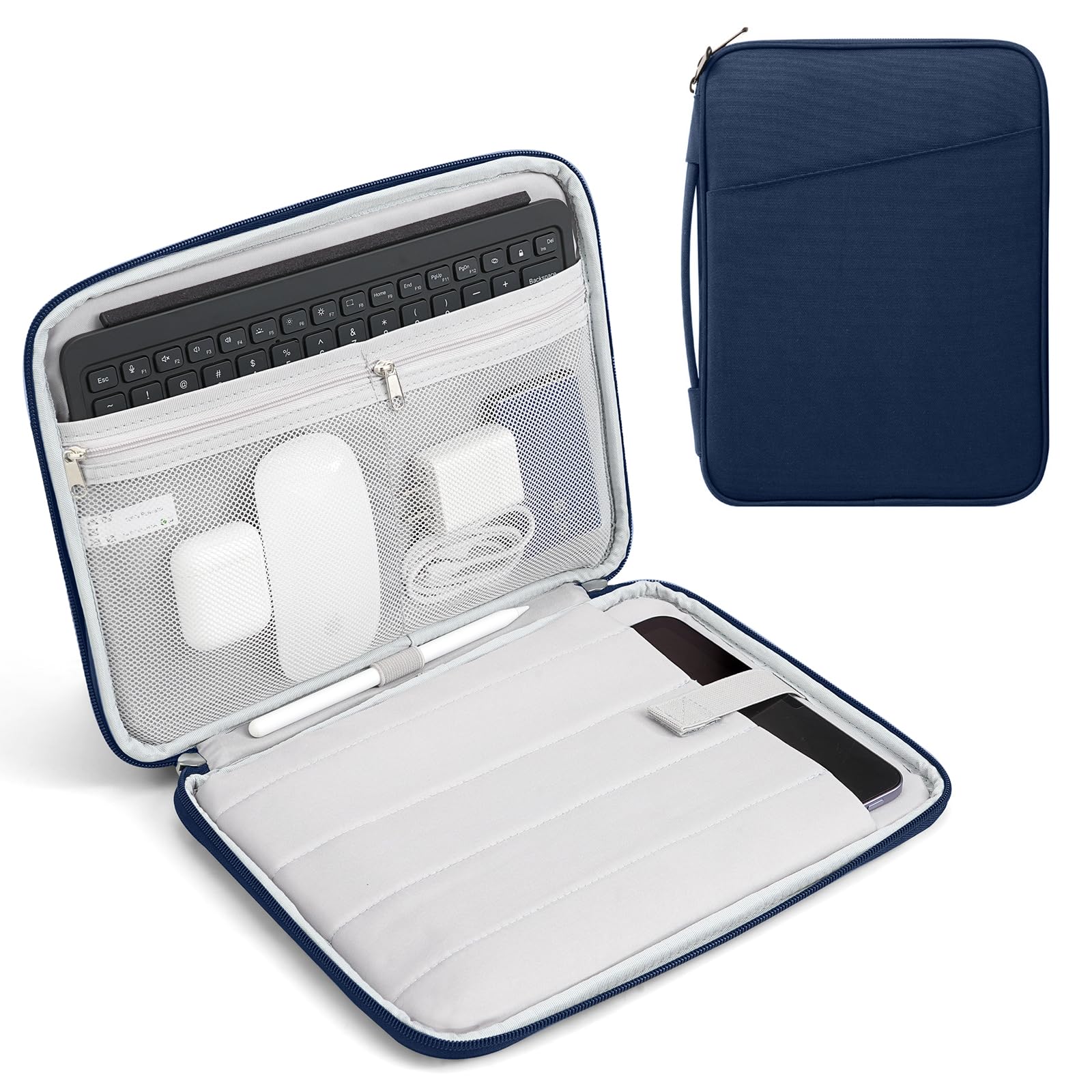 TiMOVO 9-11" Tablet Sleeve Bag for iPad 11-inch A16 2025, iPad 10.9"/10.2"| Air 11 Inch/5th/4th Gen. 10.9", Galaxy Tab A9+/A11Plus 11", Protective Bag with Pockets, Indigo