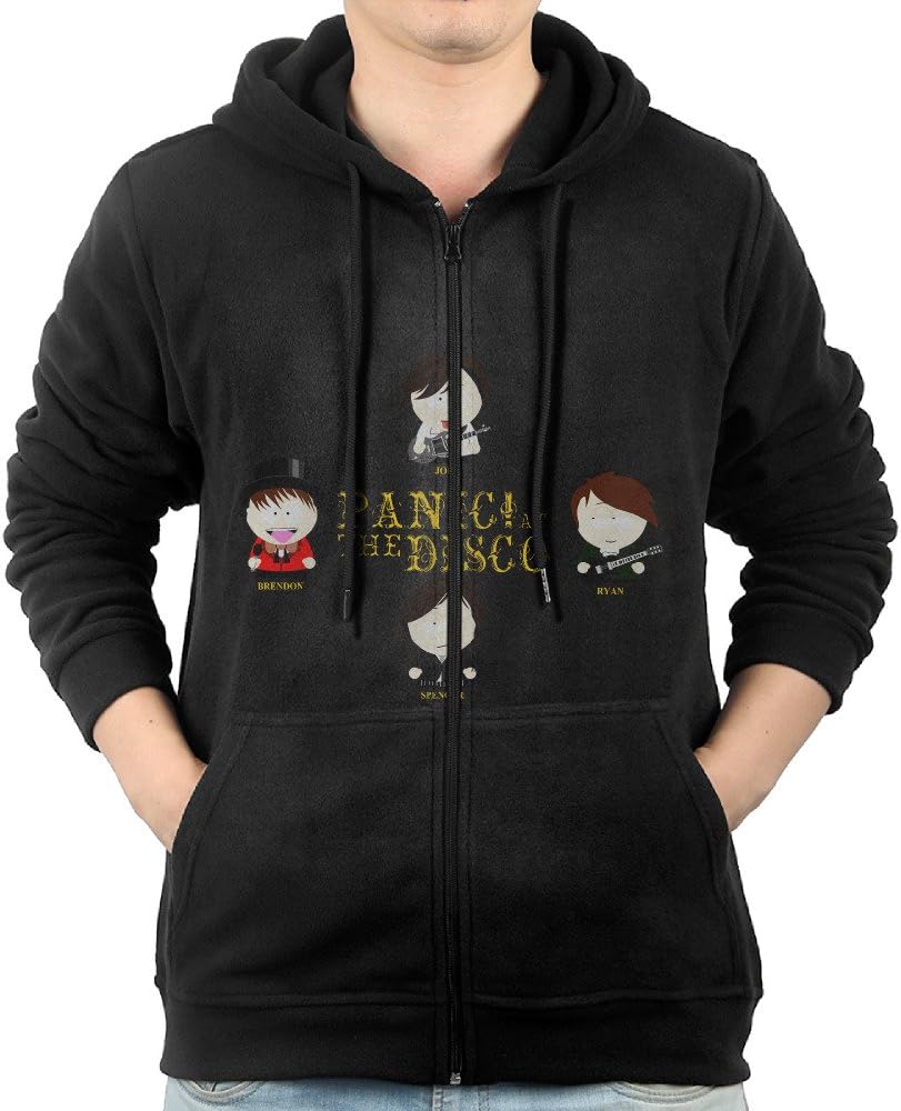 LuosisiJia Hoodie Sweatshirt Men's Panic At The Disco Long Sleeve Zip-up Hooded Sweatshirt Jacket