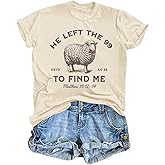 Kelxjia Christian Shirts He Left The 99 to Find Me Shirt Women Jesus Religious Tshirt Bible Verse Graphic Tees God Tops